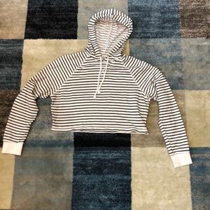H&M Striped Cropped Hoodie